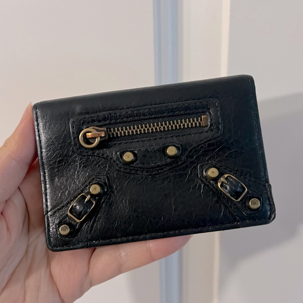 Balenciaga black leather card holder/wallet